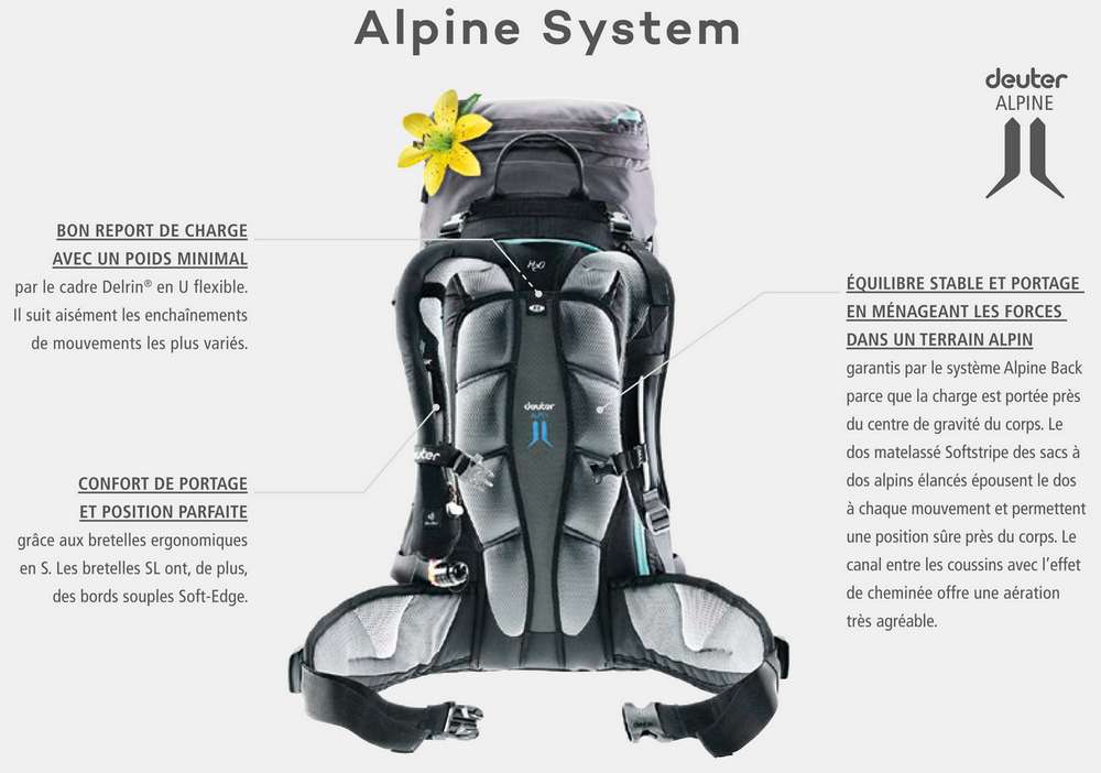 RiseDeuterウィンターバックパックのアルパインシステムバック